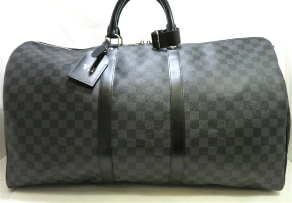 LOUIS VUITTON Keepall Bandouliere Boston Bag Damier Graphite Black KR